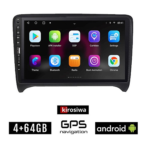 AUDI TT (2007 - 2015) Android οθόνη αυτοκίνητου 4GB με GPS WI-FI (ηχοσύστημα αφής 9" ιντσών OEM Youtube Playstore MP3 USB Radio Bluetooth Mirrorlink εργοστασιακή, 4x60W, Navi)