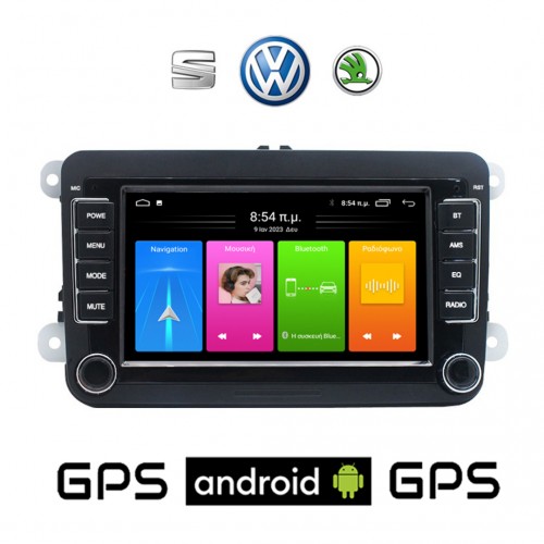 VW SKODA SEAT Android οθόνη αυτοκίνητου με GPS WI-FI Playstore Youtube (Volkswagen Golf Polo Passat Octavia Leon 7" MP3 USB Video Radio ΟΕΜ Bluetooth 7021A ηχοσύστημα OEM Mirrorlink)