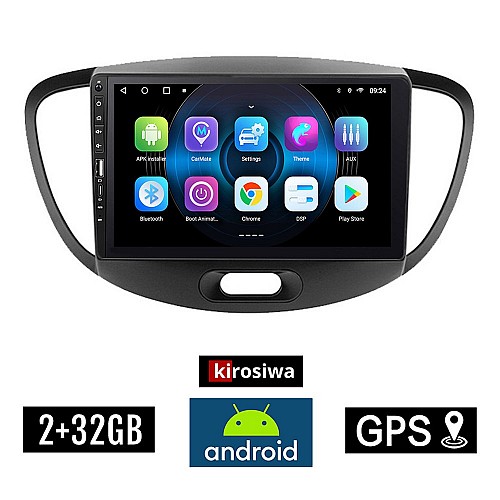 HYUNDAI i10 (2008 - 2013) Android οθόνη αυτοκίνητου 2GB με GPS WI-FI (ηχοσύστημα αφής 9" ιντσών OEM Youtube Playstore MP3 USB Radio Bluetooth Mirrorlink εργοστασιακή, 4x60W, Navi) WR7078127