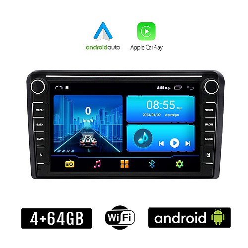 SUZUKI IGNIS (2003 - 2010) Android οθόνη αυτοκίνητου 4+64GB με GPS WI-FI (ηχοσύστημα αφής 8" ιντσών 4GB CarPlay Android Auto Car Play Youtube Playstore MP3 USB Radio Bluetooth Mirrorlink εργοστασιακή, 4x60W, Navi)