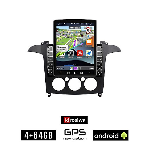 KIROSIWA FORD S-MAX 2006 - 2014 (με χειροκίνητο κλιματισμό) Android οθόνη αυτοκίνητου 4GB με GPS WI-FI (ηχοσύστημα αφής 9.7" ιντσών OEM Youtube Playstore MP3 USB Radio 4+64GB Bluetooth Mirrorlink εργοστασιακή 4x60W)