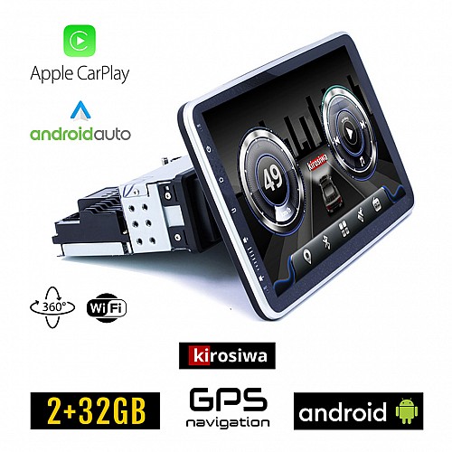 Kirosiwa (2GB + 32GB) Android περιστρεφόμενη οθόνη αφής 10" ιντσών 1-DIN με WI-FI GPS Bluetooth Youtube (USB IPS FM Google Maps Android Auto Apple Carplay MP5 MP3 Video Mirrorlink OEM Universal 4x60Watt Navi)
