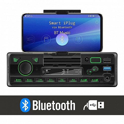 Radio USB με Bluetooth MP3 και βάση για κινητό (1-DIN OEM universal μικρόφωνο ηχοσύστημα ραδιόφωνο αυτοκινήτου smartphone 1DIN radioUSB ράδιο τηλέφωνο SD Card microSD 4 x 60 Watt ανοιχτή ακρόαση 1 DIN 4x60W lcd ενισχυτής οθόνη) C8256