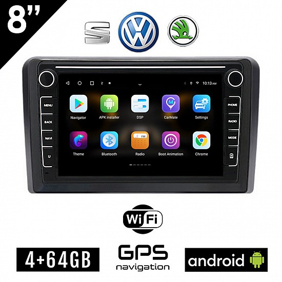 VW SKODA SEAT Android (4GB) οθόνη αυτοκίνητου 8" GPS WI-FI (Playstore Youtube Golf V 5 6 Polo Passat Octavia Leon Volkswagen MP3 USB Radio ΟΕΜ Bluetooth ηχοσύστημα OEM Mirrorlink)