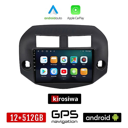 KIROSIWA TOYOTA RAV4 (2006-2012) Android οθόνη αυτοκίνητου 12GB + 512GB με GPS WI-FI (ηχοσύστημα αφής 10" ιντσών OEM Android Auto Apple Carplay RAV 4 Youtube Playstore MP3 USB Radio Bluetooth Mirrorlink εργοστασιακή, 4 x 60W)