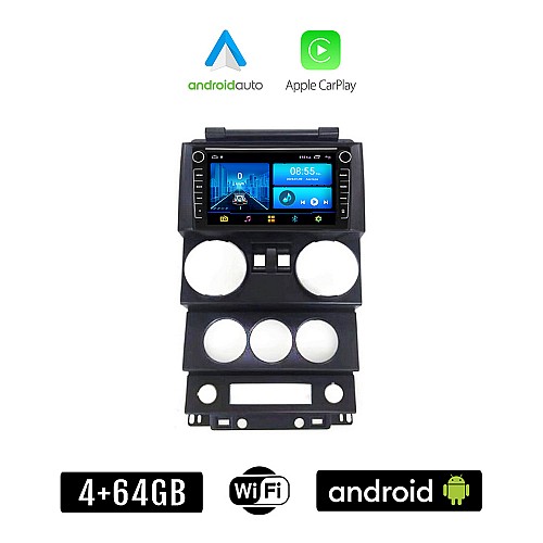 JEEP WRANGLER (2006 - 2011) Android οθόνη αυτοκίνητου 4+64GB με GPS WI-FI (ηχοσύστημα αφής 8" ιντσών 4GB CarPlay Android Auto Car Play Youtube Playstore MP3 USB Radio Bluetooth Mirrorlink εργοστασιακή 4x60W, Navi)