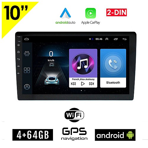 Android 10" ιντσών οθόνη αυτοκινήτου 4GB με GPS (Android Auto Apple Carplay ηχοσύστημα WI-FI Youtube USB 2DIN MP3 MP5 Bluetooth Mirrorlink 4x60W Universal)