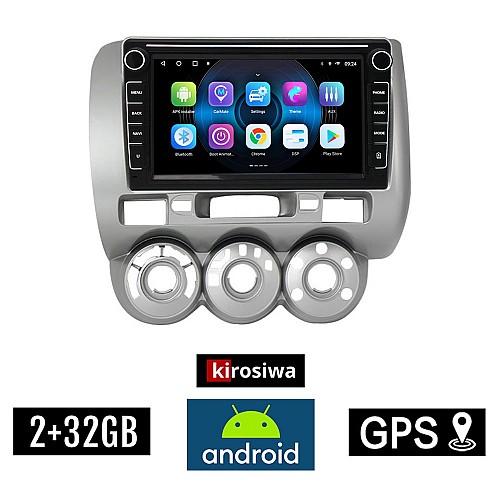 HONDA JAZZ 2002-2008 Android οθόνη αυτοκίνητου 2GB με GPS WI-FI (ηχοσύστημα αφής 8" ιντσών OEM Youtube Playstore MP3 USB Radio Bluetooth Mirrorlink εργοστασιακή, 4x60W, Navi)