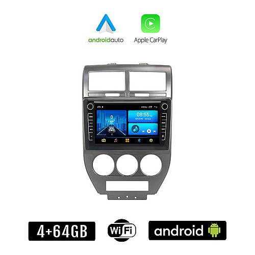 JEEP COMPASS 2009-2016 Android οθόνη αυτοκίνητου 4+64GB με GPS WI-FI (ηχοσύστημα αφής 8" ιντσών 4GB CarPlay Android Auto Car Play Youtube Playstore MP3 USB Radio Bluetooth Mirrorlink 4x60W εργοστασιακού τύπου)