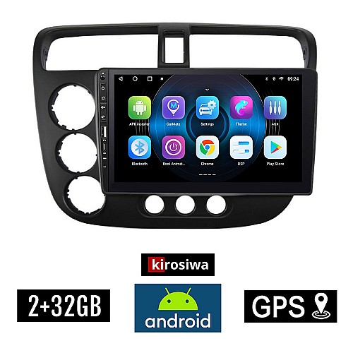 HONDA CIVIC 4D (2001 - 2006) Android οθόνη αυτοκίνητου 2GB με GPS WI-FI (ηχοσύστημα αφής 9" ιντσών OEM Youtube Playstore MP3 USB Radio Bluetooth Mirrorlink εργοστασιακή, 4x60W, Navi) WR7078107