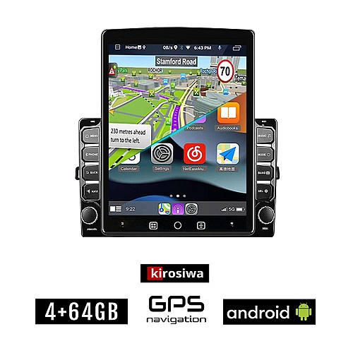 KIROSIWA TOYOTA AURIS (2007 - 2012) Android οθόνη αυτοκίνητου 4GB με GPS WI-FI (ηχοσύστημα αφής 9.7" ιντσών Youtube Playstore MP3 USB Radio 4+64GB Bluetooth Mirrorlink εργοστασιακή, 4x60W)