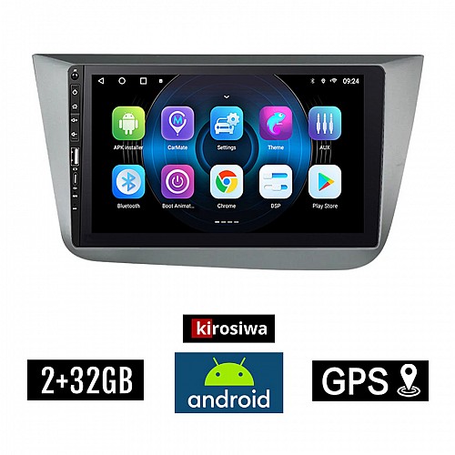 SEAT TOLEDO (2004-2009) Android οθόνη αυτοκίνητου 2GB με GPS WI-FI (ηχοσύστημα αφής 9" ιντσών OEM Youtube Playstore MP3 USB Radio Bluetooth Mirrorlink εργοστασιακή, 4x60W, Navi, ασημί)