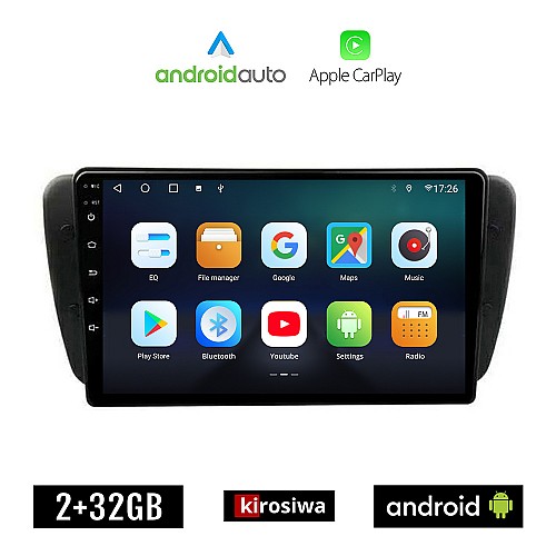 KIROSIWA SEAT IBIZA (2008 - 2015) Android οθόνη αυτοκίνητου 2GB με GPS WI-FI (ηχοσύστημα αφής 9" ιντσών OEM Android Auto Apple Carplay Youtube Playstore MP3 USB Radio Bluetooth Mirrorlink εργοστασιακή, 4x60W, AUX)