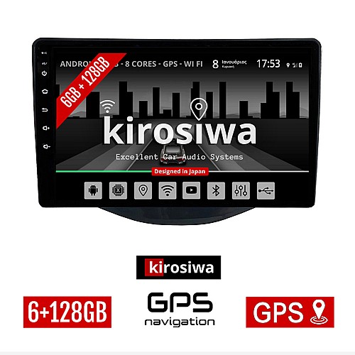 KIROSIWA 6+128GB TOYOTA AYGO (μετά το 2014) Android οθόνη αυτοκίνητου 6GB με GPS WI-FI (ηχοσύστημα αφής 9" ιντσών OEM Youtube Playstore MP3 USB Radio Bluetooth Mirrorlink DSP Apple Carplay Android Auto 4x60W, AUX)