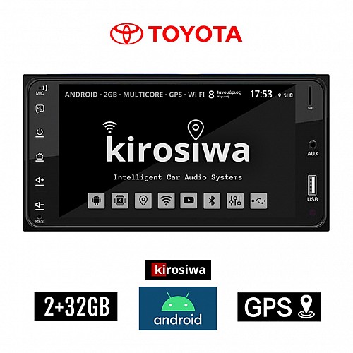 KIROSIWA Toyota 2+32GB Android οθόνη αυτοκινήτου 7'' ιντσών (GPS Bluetooth Celica RAV4 Hilux Urban Cruiser RAV 4 IQ MR2 Prius WI-FI Youtube Playstore Spotify USB ραδιόφωνο ΟΕΜ εργοστασιακού τύπου 4x60W navi πλοηγός Mirrorlink) KLS-2586