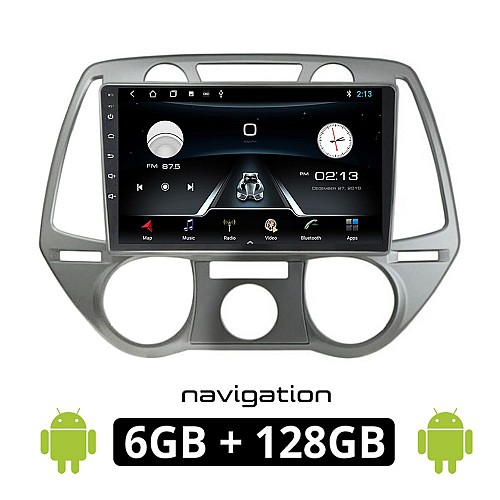 HYUNDAI i20 (2008 - 2013) Android οθόνη αυτοκίνητου 6GB με GPS WI-FI (ηχοσύστημα αφής 9" ιντσών OEM Youtube Playstore MP3 USB Radio Bluetooth Mirrorlink εργοστασιακή, 4x60W, AUX) HY163-6GB