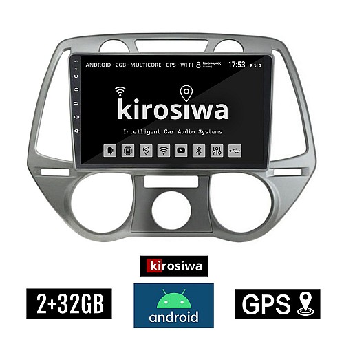KIROSIWA 2+32GB HYUNDAI i20 (2008 - 2013) Android οθόνη αυτοκίνητου 2GB με GPS WI-FI (ηχοσύστημα αφής 9" ιντσών OEM Youtube Playstore MP3 USB Radio Bluetooth Mirrorlink εργοστασιακή, 4x60W, AUX) DX-1234