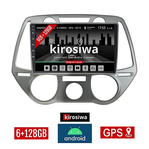 KIROSIWA 6+128GB HYUNDAI i20 (2008 - 2013) οθόνη αυτοκίνητου 6GB με GPS WI-FI (ηχοσύστημα αφής 9" ιντσών OEM Youtube Playstore USB Radio Bluetooth Mirrorlink DSP Apple Carplay Android Auto 4G SIM card 4x60W) DX-1236