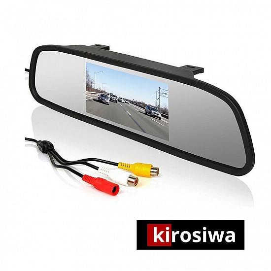 Kirosiwa καθρέφτης αυτοκινήτου με οθόνη 4.3" ιντσών και δυνατότητα σύνδεσης με κάμερα οπισθοπορείας (υψηλής ανάλυσης monitor έγχρωμη TFT LCD oem video camera in σύνδεση με αναπτήρα αυτοκινήτου)