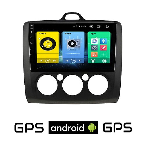 FORD FOCUS (2005 - 2011) *Με χειροκίνητο κλιματισμό Android οθόνη αυτοκίνητου με GPS WI-FI (ηχοσύστημα αφής 9" ιντσών OEM Youtube Playstore MP3 USB Radio Bluetooth Mirrorlink εργοστασιακή, 4x60W, AUX, μαύρο) FR337