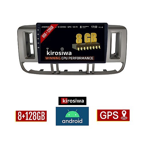 KIROSIWA 8GB + 128GB NISSAN X-TRAIL (2000 - 2004) Android οθόνη αυτοκίνητου με GPS WI-FI (ηχοσύστημα αφής 9" ιντσών X TRAIL Youtube Playstore MP3 USB Radio Bluetooth Mirrorlink DSP Apple Carplay Android Auto 4x60W, AUX XTRAIL)