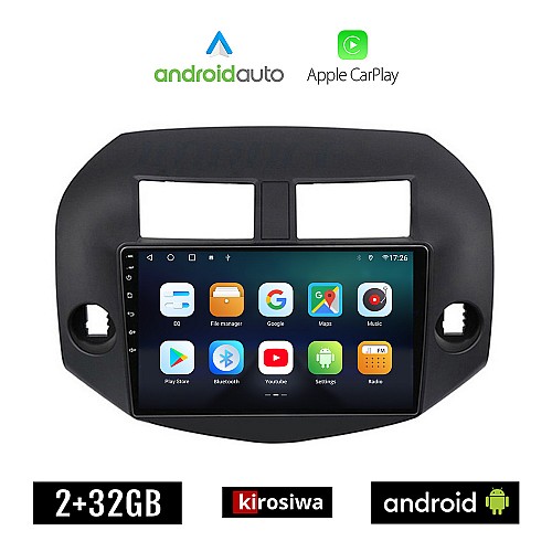 KIROSIWA TOYOTA RAV4 (2006-2012) Android οθόνη αυτοκίνητου 2GB με GPS WI-FI (ηχοσύστημα αφής 10" ιντσών OEM Android Auto Apple Carplay RAV 4 Youtube Playstore MP3 USB Radio Bluetooth Mirrorlink εργοστασιακή, 4 x 60W)