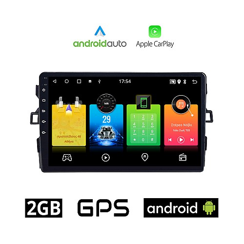 TOYOTA AURIS (2007-2012) Android οθόνη αυτοκίνητου 2GB με GPS WI-FI (ηχοσύστημα αφής 9" ιντσών OEM Android Auto Apple Carplay Youtube Playstore MP3 USB Radio Bluetooth Mirrorlink εργοστασιακή, AUX, 4x60W)