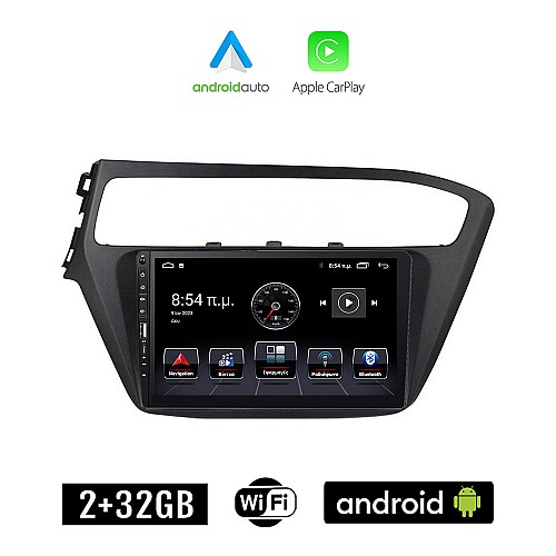 HYUNDAI i20 (μετά το 2019) Android οθόνη αυτοκίνητου 2+32GB με GPS WI-FI (ηχοσύστημα αφής 9" ιντσών Apple CarPlay Android Auto 2GB Car Play Youtube Playstore MP3 USB Radio Bluetooth Mirrorlink εργοστασιακή, 4x60W, Navi)