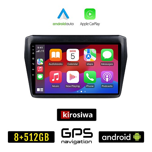 KIROSIWA SUZUKI SWIFT (μετά το 2017) Android οθόνη αυτοκίνητου 8GB + 256GB με GPS WI-FI (ηχοσύστημα αφής 9" ιντσών OEM Android Auto Apple Carplay Youtube Playstore MP3 USB Radio Bluetooth Mirrorlink εργοστασιακή, AUX, 4x60W)