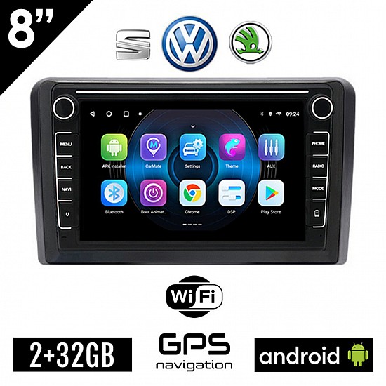 VW SKODA SEAT Android (2GB) οθόνη αυτοκίνητου 8" GPS WI-FI (Playstore Youtube Golf V 5 6 Polo Passat Octavia Leon Volkswagen MP3 USB Radio ΟΕΜ Bluetooth ηχοσύστημα OEM Mirrorlink)