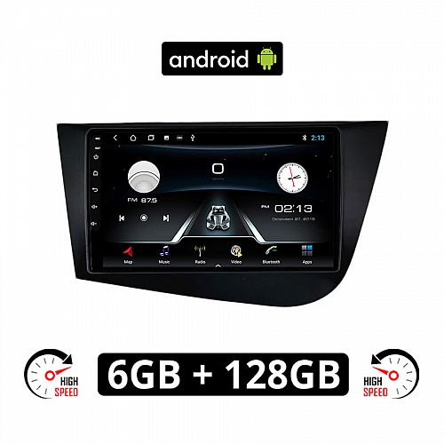 SEAT LEON (2005-2011) Android οθόνη αυτοκίνητου 6GB με GPS WI-FI (ηχοσύστημα αφής 9" ιντσών OEM Youtube Playstore MP3 USB Radio Bluetooth Mirrorlink εργοστασιακή, 4x60W, AUX, μαύρο)