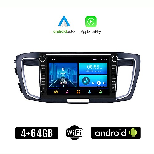 HONDA ACCORD (2007 - 2013) Android οθόνη αυτοκίνητου 4+64GB με GPS WI-FI (ηχοσύστημα αφής 8" ιντσών 4GB CarPlay Android Auto Car Play Youtube Playstore MP3 USB Radio Bluetooth Mirrorlink εργοστασιακή, 4x60W, Navi)