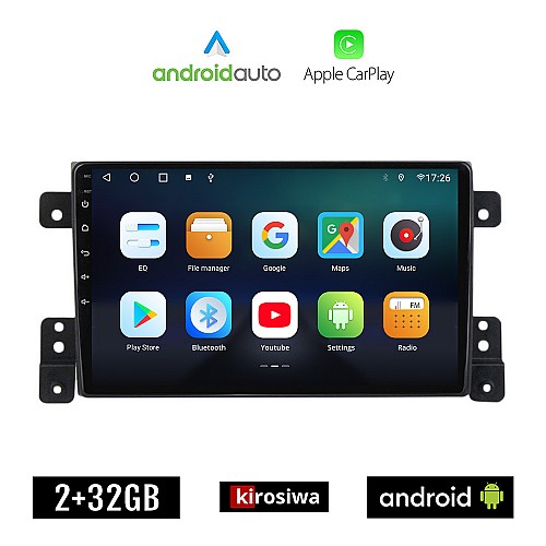 KIROSIWA SUZUKI GRAND VITARA (2005 - 2015) Android οθόνη αυτοκίνητου 2GB με GPS WI-FI (ηχοσύστημα αφής 9" ιντσών OEM Android Auto Apple Carplay Youtube Playstore MP3 USB Radio Bluetooth Mirrorlink εργοστασιακή, AUX, 4x60W)