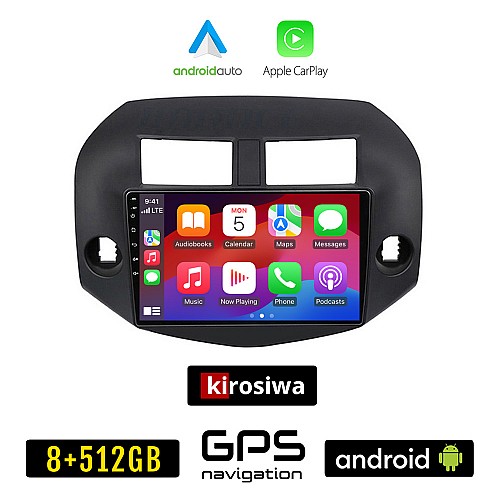 KIROSIWA TOYOTA RAV4 (2006-2012) Android οθόνη αυτοκίνητου 8GB + 256GB με GPS WI-FI (ηχοσύστημα αφής 10" ιντσών OEM Android Auto Apple Carplay RAV 4 Youtube Playstore MP3 USB Radio Bluetooth Mirrorlink εργοστασιακή, 4 x 60W)