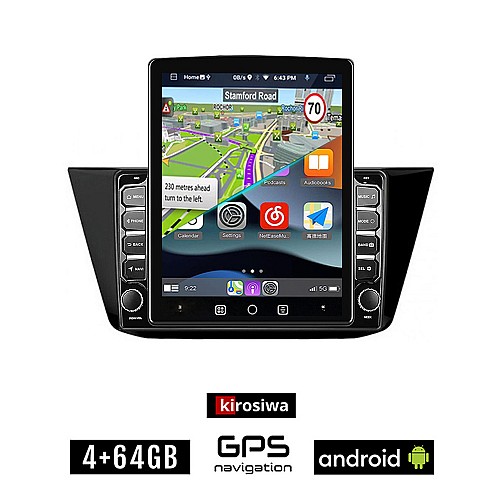 KIROSIWA Volkswagen VW TOURAN (μετά το 2016) Android οθόνη αυτοκίνητου 4GB με GPS WI-FI (ηχοσύστημα αφής 9.7" ιντσών OEM Youtube Playstore MP3 USB Radio 4+64GB Bluetooth Mirrorlink, 4x60W,  AUX, USB)