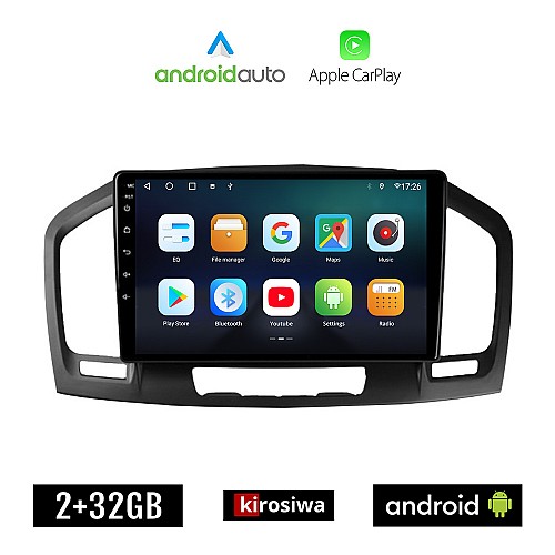 KIROSIWA OPEL INSIGNIA (2008 - 2013) Android οθόνη αυτοκίνητου 2GB με GPS WI-FI (ηχοσύστημα αφής 9" ιντσών OEM Android Auto Apple Carplay Youtube Playstore MP3 USB Radio Bluetooth Mirrorlink εργοστασιακή 4x60W, AUX)