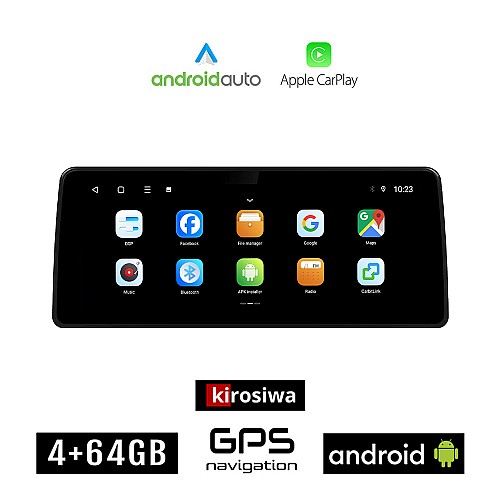 KIROSIWA TOYOTA AURIS (2007 - 2012) Android οθόνη αυτοκίνητου 4GB (+64GB) με GPS WI-FI (ηχοσύστημα αφής 12.3" ιντσών Android Auto Apple Carplay Youtube Playstore MP3 USB Radio Bluetooth Mirrorlink εργοστασιακή, 4x60W)