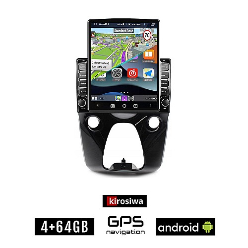 KIROSIWA TOYOTA AYGO (μετά το 2014) Android οθόνη αυτοκίνητου 4GB με GPS WI-FI (ηχοσύστημα αφής 9.7" ιντσών OEM Youtube Playstore MP3 USB Radio 4+64GB Bluetooth Mirrorlink εργοστασιακή, 4x60W, AUX)