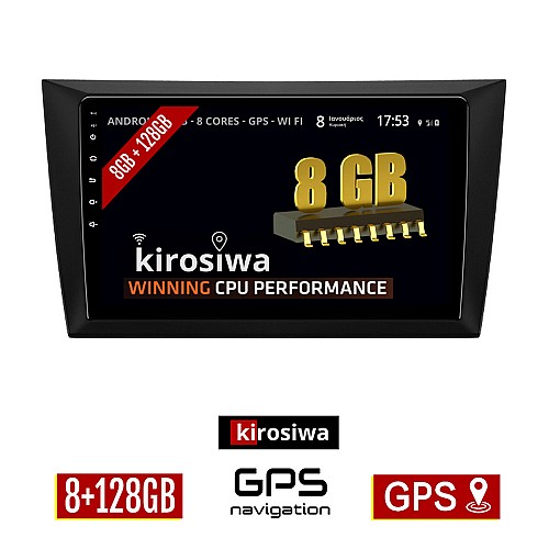KIROSIWA 8GB + 128GB VOLKSWAGEN GOLF 6 (2008 - 2013) Android οθόνη αυτοκίνητου με GPS WI-FI (VW ηχοσύστημα αφής 9" ιντσών Youtube Playstore MP3 USB Radio Bluetooth Mirrorlink DSP Apple Carplay Android Auto 4x60W, AUX, Μαύρο﻿)