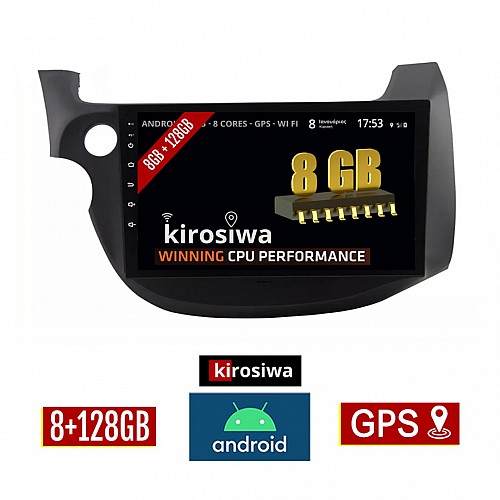 KIROSIWA 8GB + 128GB HONDA JAZZ (2008 - 2012) Android οθόνη αυτοκίνητου με GPS WI-FI (ηχοσύστημα αφής 10" ιντσών OEM Youtube Playstore MP3 USB Radio Bluetooth Mirrorlink DSP Apple Carplay Android Auto 4G Sim Card 4x60W, AUX) FG-5698