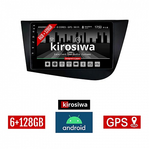 KIROSIWA 6+128GB SEAT LEON (2005-2011) Android οθόνη αυτοκίνητου 6GB με GPS WI-FI (ηχοσύστημα αφής 9" ιντσών OEM Youtube Playstore MP3 USB Radio Bluetooth Mirrorlink DSP Apple Carplay Android Auto 4G SIM card 4x60W, AUX, μαύρο)