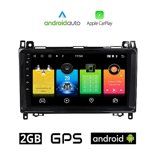MERCEDES B W245 (2005-2012) Android οθόνη αυτοκίνητου 2GB με GPS WI-FI (ηχοσύστημα αφής 9" ιντσών OEM Android Auto Apple Carplay Youtube Playstore MP3 USB Radio Bluetooth Mirrorlink εργοστασιακή, 4x60W, Benz)