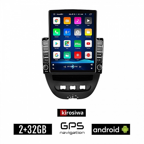 KIROSIWA TOYOTA AYGO (2005 - 2014) Android οθόνη αυτοκίνητου 2GB με GPS WI-FI (ηχοσύστημα αφής 9.7" ιντσών OEM Youtube Playstore MP3 USB Radio Bluetooth Mirrorlink εργοστασιακή, AUX, 4x60W)