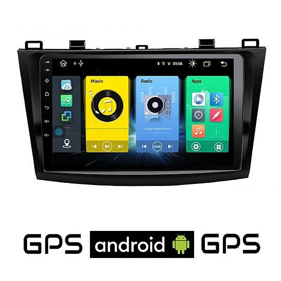 MAZDA 3 (2009 - 2015) Android οθόνη αυτοκίνητου με GPS WI-FI (ηχοσύστημα αφής 9" ιντσών OEM Youtube Playstore MP3 USB Radio Bluetooth Mirrorlink εργοστασιακή, 4x60W, AUX) MA301