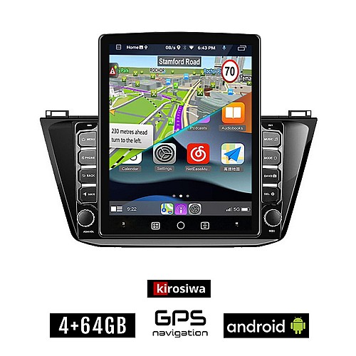 KIROSIWA Volkswagen VW TIGUAN (μετά 2016) Android οθόνη αυτοκίνητου 4GB με GPS WI-FI (ηχοσύστημα αφής 9.7" ιντσών OEM Youtube Playstore MP3 USB Radio 4+64GB Bluetooth Mirrorlink, Εργοστασιακή 4x60W, AUX)