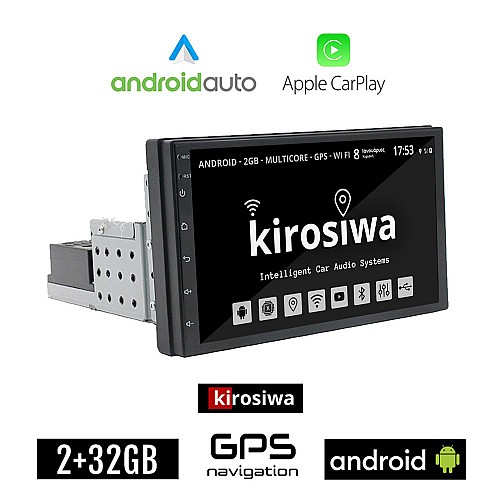 Kirosiwa 1-DIN Android 2+32GB οθόνη αφής 7" ιντσών GPS Bluetooth WI-FI USB (Youtube Hotspot Mirrorlink 1DIN 7" ίντσες MP3 MP5 ηχοσύστημα αυτοκινήτου Android Auto Apple Carplay 4x60W Ελληνικό navigation πλοηγό universal)