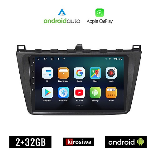 KIROSIWA MAZDA 6 (μετά το 2008) Android οθόνη αυτοκίνητου 2GB με GPS WI-FI (ηχοσύστημα αφής 9" ιντσών OEM Android Auto Apple Carplay Youtube Playstore MP3 USB Radio Bluetooth Mirrorlink εργοστασιακή, 4x60W, AUX)