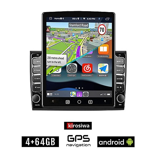 KIROSIWA FIAT BRAVO (μετά το 2007) Android οθόνη αυτοκίνητου 4GB με GPS WI-FI (ηχοσύστημα αφής 9.7" ιντσών OEM Youtube Playstore MP3 USB Radio 4+64GB Bluetooth Mirrorlink εργοστασιακή, 4x60W, AUX)
