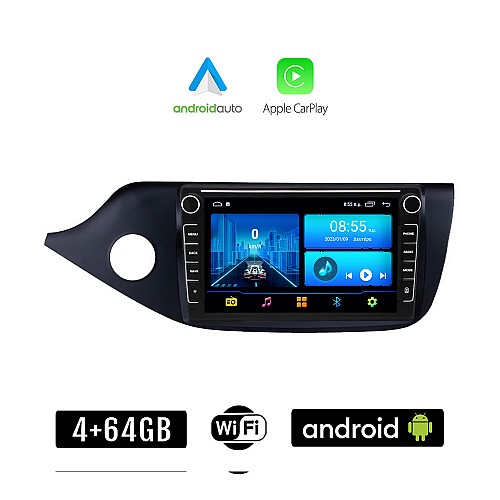 KIA CEED (2012-2018) Android οθόνη αυτοκίνητου 4+64GB με GPS WI-FI (ηχοσύστημα αφής 8" ιντσών 4GB CarPlay Android Auto Car Play Youtube Cee'd Playstore MP3 USB Radio Bluetooth Mirrorlink 4x60W εργοστασιακού τύπου)