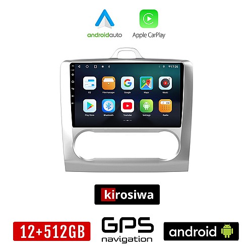 KIROSIWA FORD FOCUS (2005 - 2011) *Με αυτόματο κλιματισμό Android οθόνη αυτοκίνητου 12GB + 512GB με GPS WI-FI (ηχοσύστημα αφής 9" ιντσών OEM Android Auto Apple Carplay Youtube Playstore MP3 USB Radio Bluetooth Mirrorlink εργοστασιακή, 4x60W)